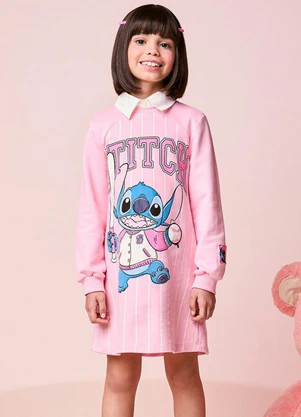 Momi - Vestido Infantil de Moletom Listrado do Stitch - MOMI