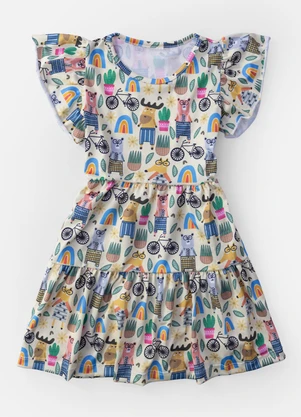 Laluna - Vestido Infantil Diversas Estampas Multicores - LALUNA