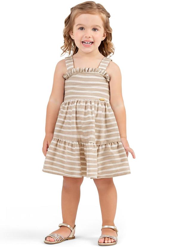 Colorittá - Vestido Infantil  Eco Listrado Colorittá Bege