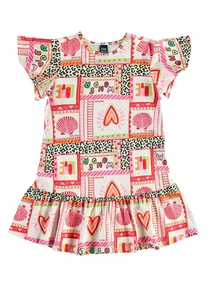 Bee Loop - Vestido Infantil em Algodão Rosa - BEE LOOP