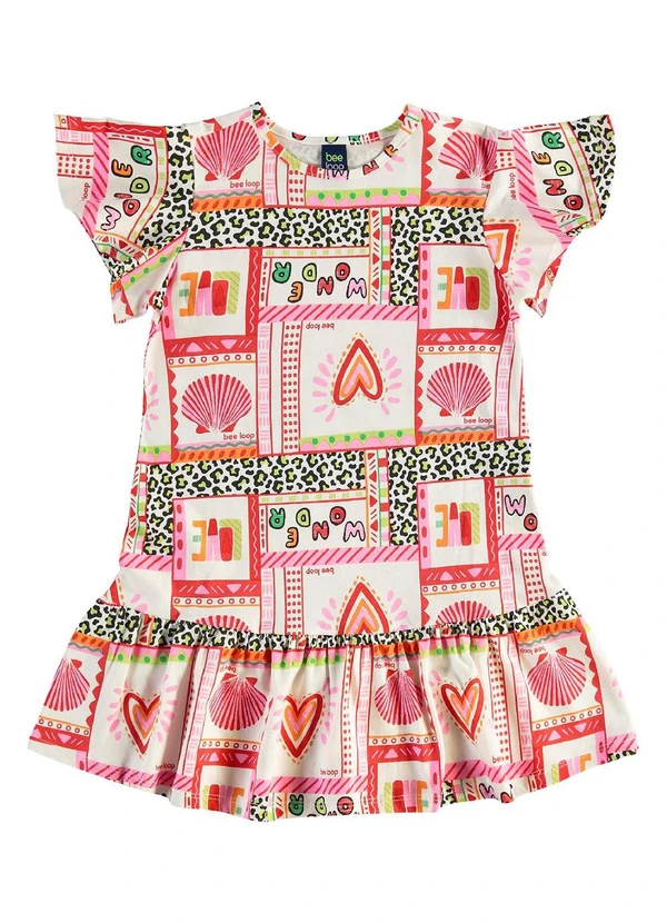 Bee Loop - Vestido Infantil em Algodão Rosa 2