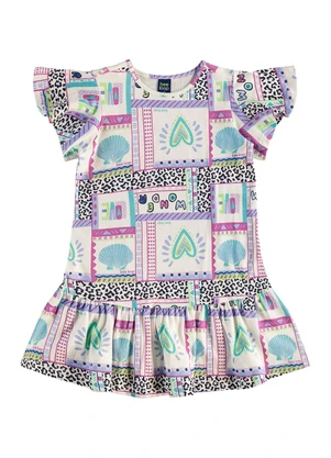 Bee Loop - Vestido Infantil em Algodão Roxo - BEE LOOP