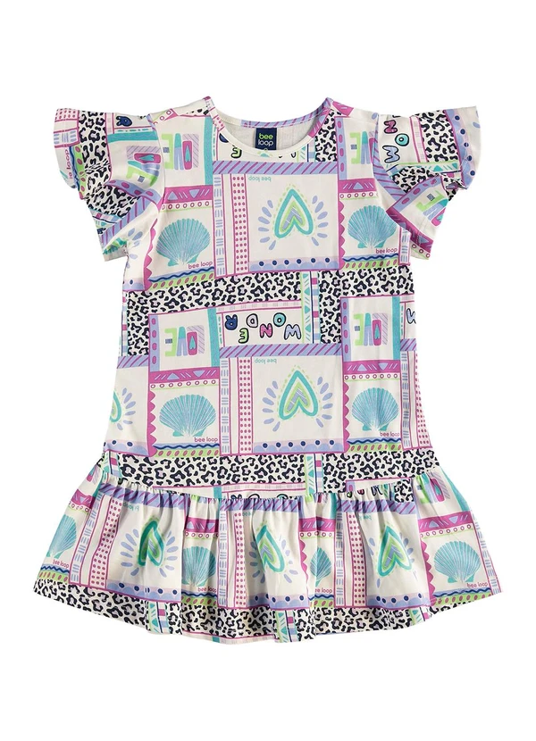 Bee Loop - Vestido Infantil em Algodão Roxo 1