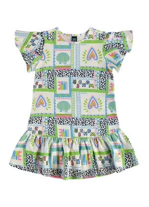 Bee Loop - Vestido Infantil em Algodão Verde - BEE LOOP