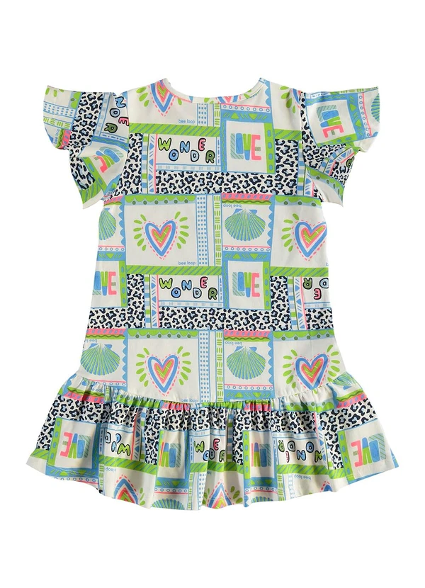 Bee Loop - Vestido Infantil em Algodão Verde 2
