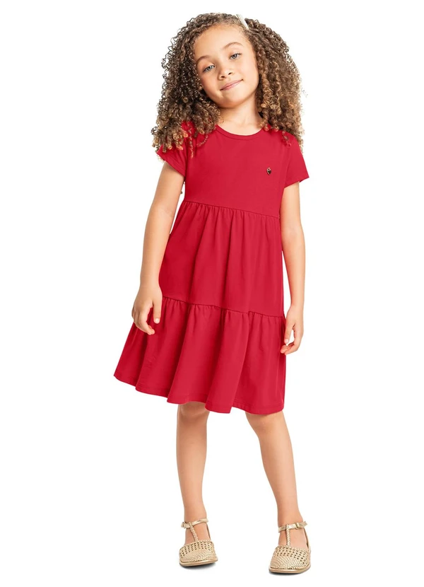 Bee Loop - Vestido Infantil em Algodão Bee Loop Vermelho