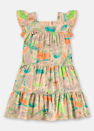 Up Baby - Vestido Infantil em Algodão Flamê Bege - UP BABY