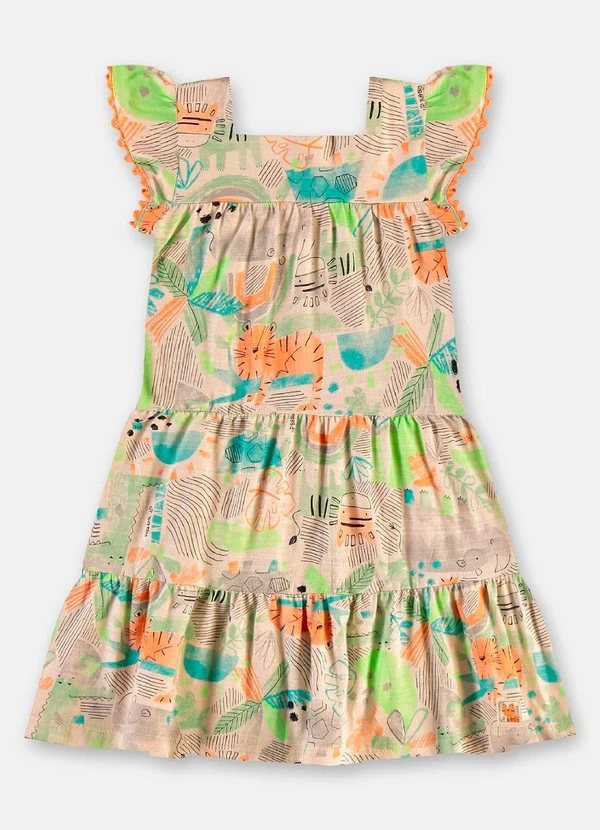 Up Baby - Vestido Infantil em Algodão Flamê Bege 2