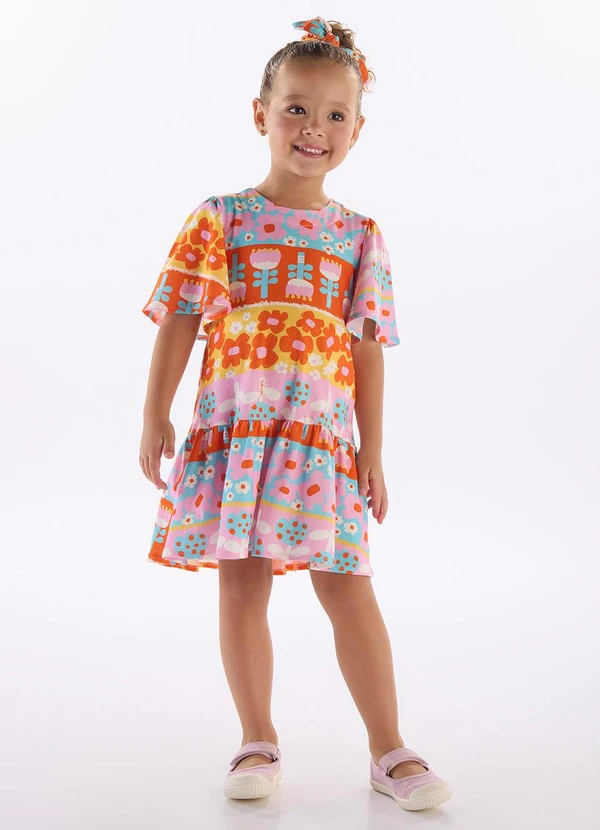 Três e Já - Vestido Infantil em Algodão Três e Já Azul