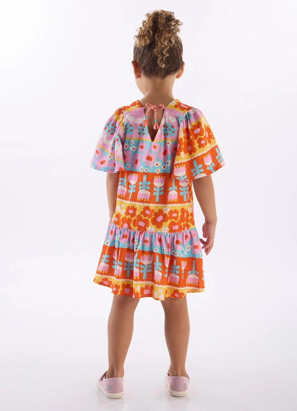 Três e Já - Vestido Infantil em Algodão Azul 2