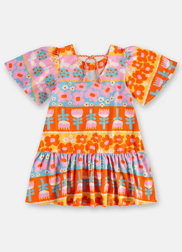 Três e Já - Vestido Infantil em Algodão Azul 4