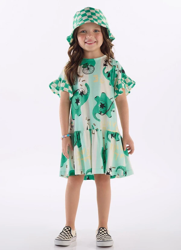 Três e Já - Vestido Infantil em Algodão Branco