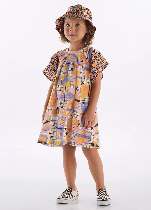 Três e Já - Vestido Infantil em Algodão Branco