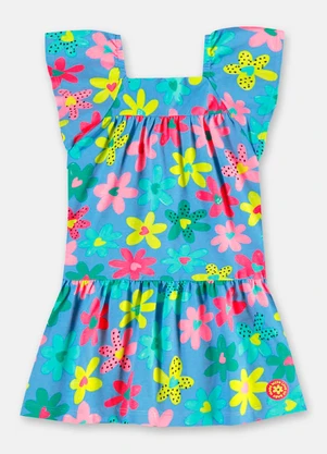Up Baby - Vestido Infantil em Algodão Azul - UP BABY