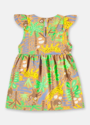 Up Baby - Vestido Infantil em Algodão Marrom - UP BABY
