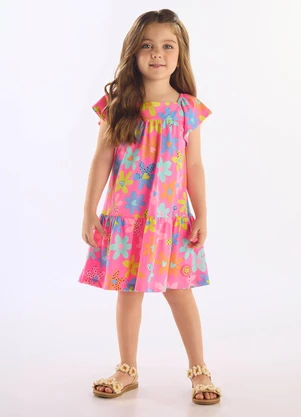 Up Baby - Vestido Infantil em Algodão Rosa - UP BABY