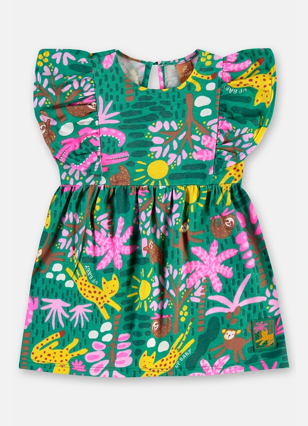 Up Baby - Vestido Infantil em Algodão Verde 3