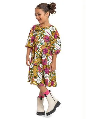 Quimby - Vestido Infantil em Cotton Amarelo - QUIMBY