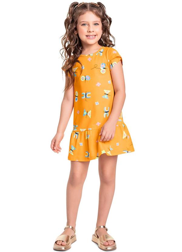 Bee Loop - Vestido Infantil em Cotton Amarelo