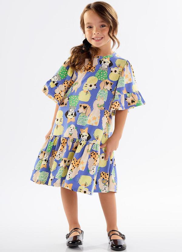 Up Baby - Vestido Infantil em Cotton Azul