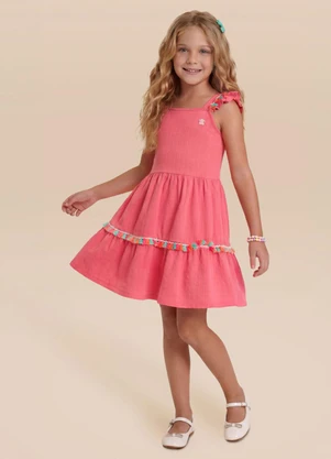 Brandili - Vestido Infantil em Cotton com Bordado - BRANDILI