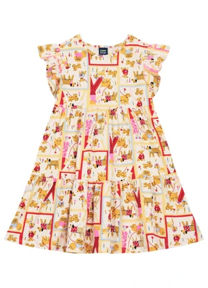 Vestido Infantil em Cotton Estampado Bee Loop Rosa - BEE LOOP