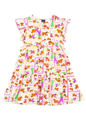 Vestido Infantil em Cotton Estampado Bee Loop Roxo - BEE LOOP