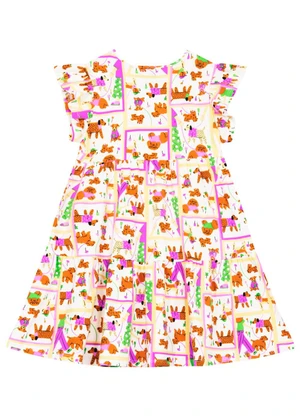 Vestido Infantil em Cotton Estampado Bee Loop Roxo - BEE LOOP
