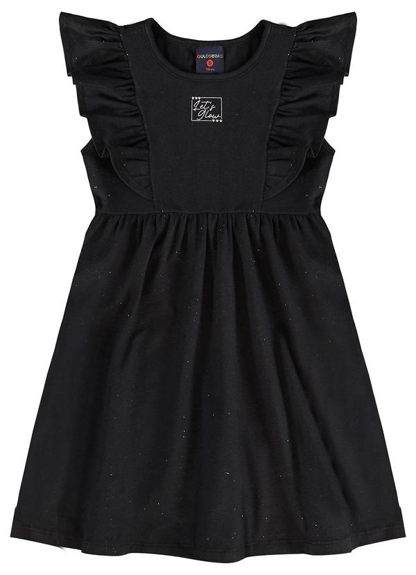 Guloseima - Vestido Infantil em Cotton Glitter Preto