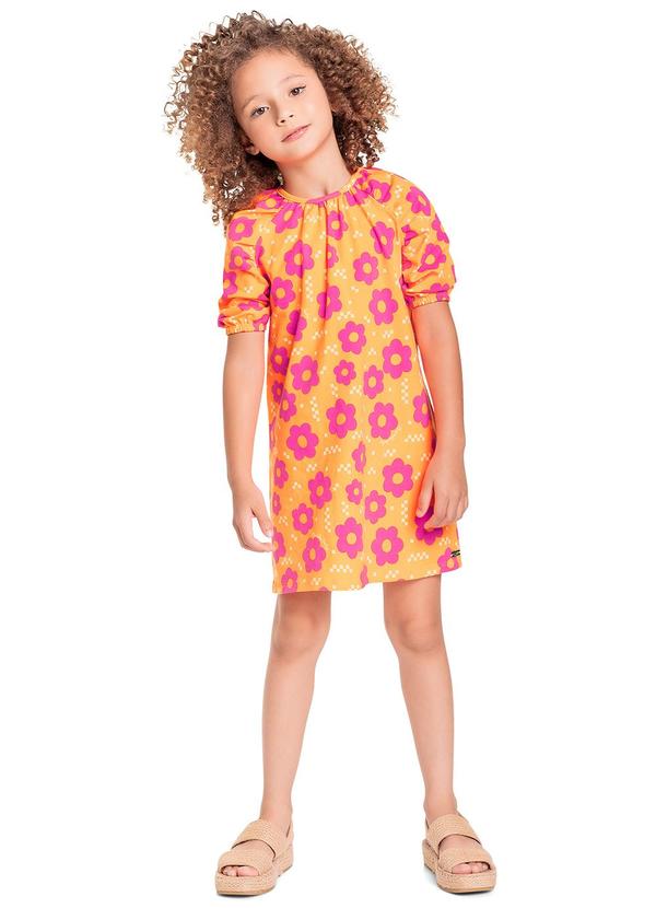 Quimby - Vestido Infantil em Cotton Laranja