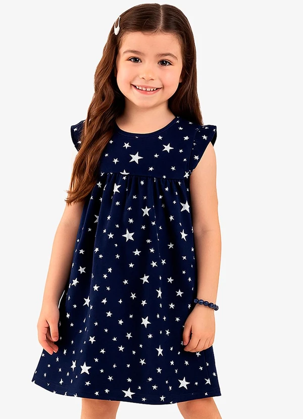 Select - Vestido Infantil em Cotton Leve Azul