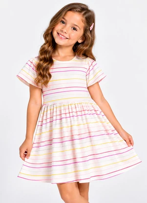 Select - Vestido Infantil em Cotton Leve Bege - SELECT