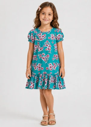Select - Vestido Infantil em Cotton Leve Estampado Verde - SELECT