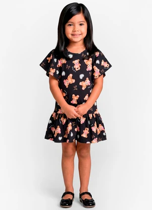 Trick Nick - Vestido Infantil em Cotton Leve Preto - TRICK NICK