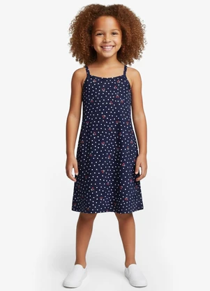 Select - Vestido Infantil em Cotton Leve Rotativo Azul - SELECT