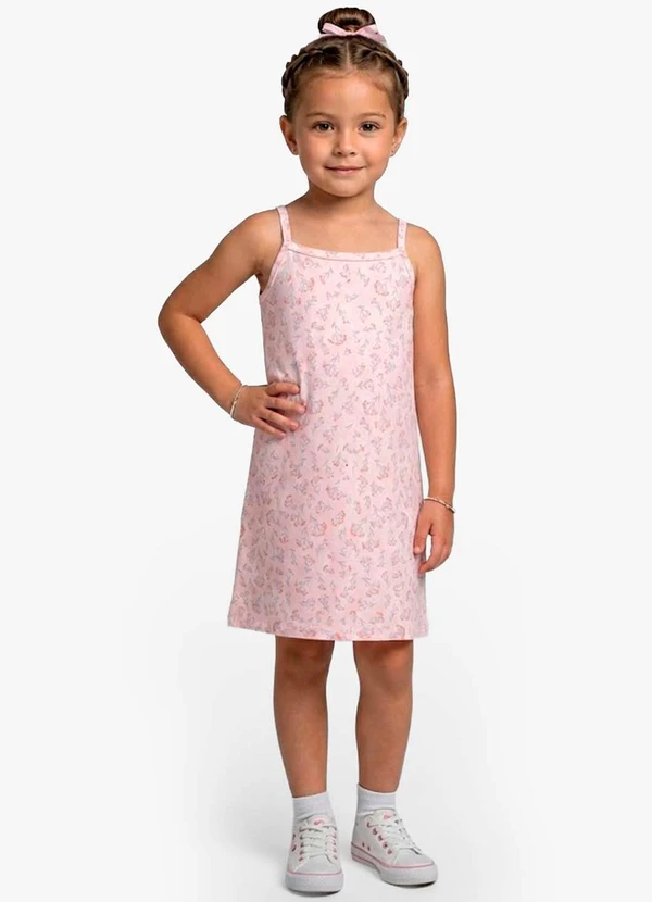 Select - Vestido Infantil em Cotton Leve Rotativo Rosa