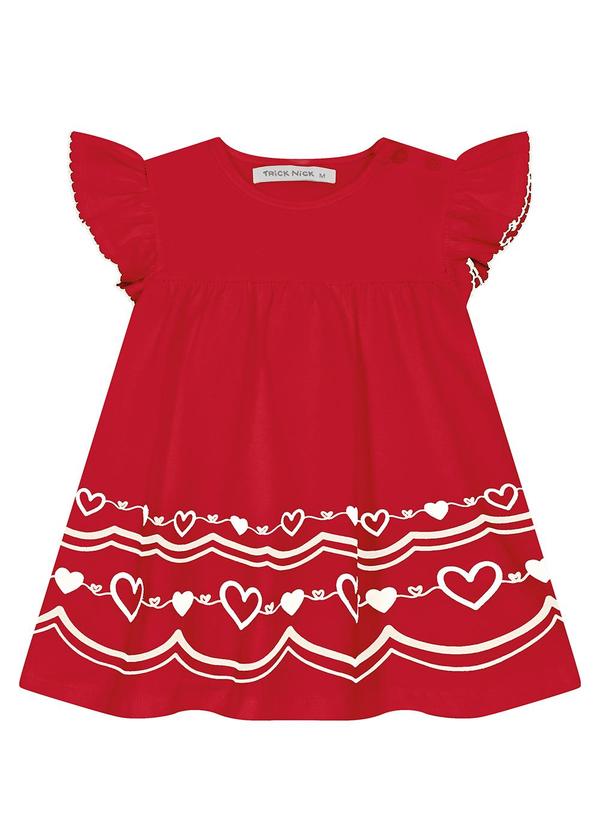 Trick Nick - Vestido Infantil em Cotton Leve Vermelho