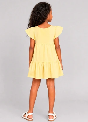 Marlan - Vestido Infantil em Cotton Penteado Amarelo - MARLAN