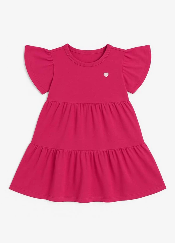 Marlan - Vestido Infantil em Cotton Penteado Rosa
