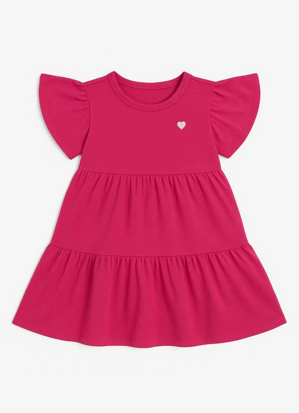 Marlan - Vestido Infantil em Cotton Penteado Rosa