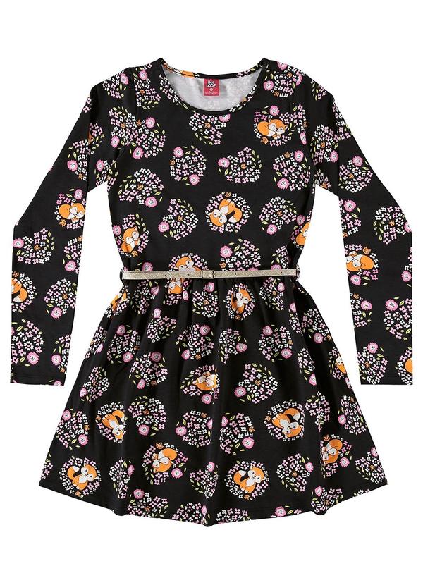Bee Loop - Vestido Infantil em Cotton Preto 1