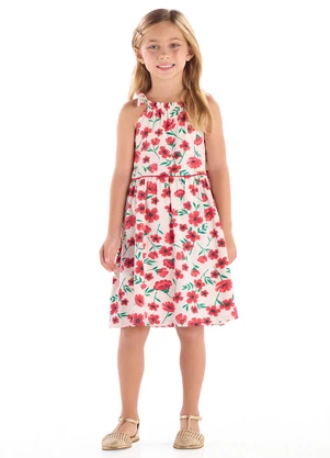 Quimby - Vestido Infantil em Cotton sem Manga Branco - QUIMBY