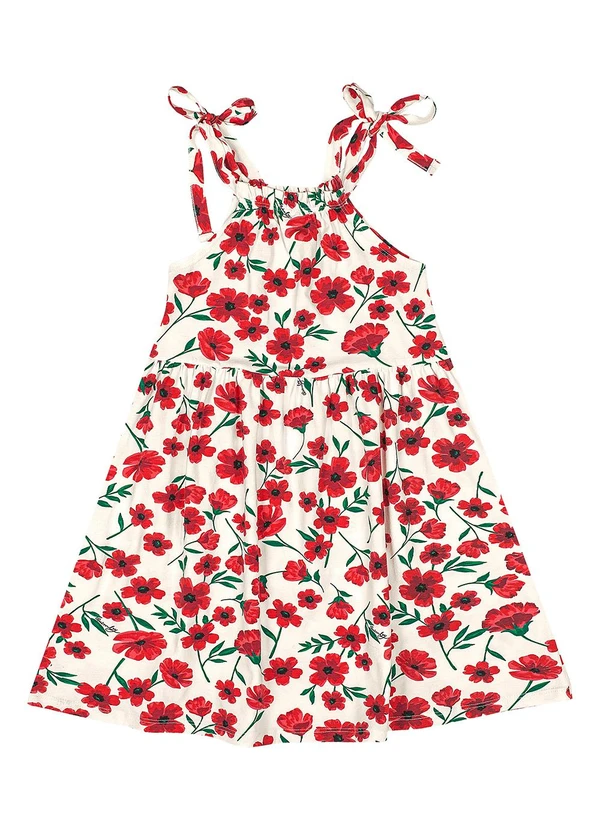 Quimby - Vestido Infantil em Cotton sem Manga Branco 3