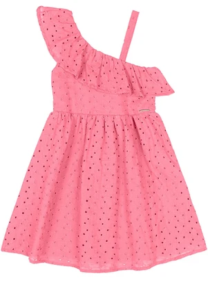 Quimby - Vestido Infantil em Laise Babado Rosa - QUIMBY