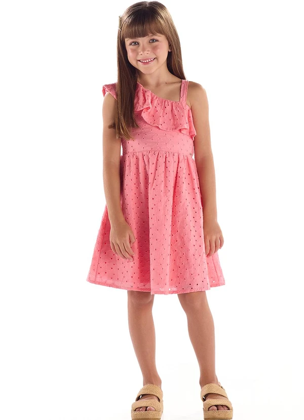 Quimby - Vestido Infantil em Laise Babado Rosa 1