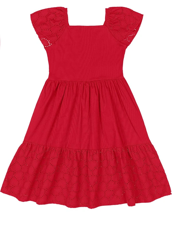 Quimby - Vestido Infantil em Laise Babado Vermelho 3