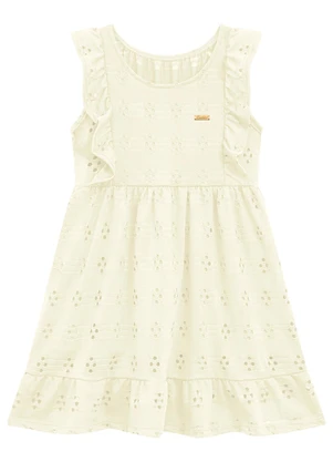 Duduka - Vestido Infantil em Laise Bege - DUDUKA