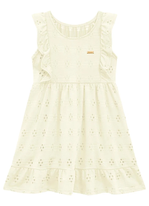 Duduka - Vestido Infantil em Laise Bege