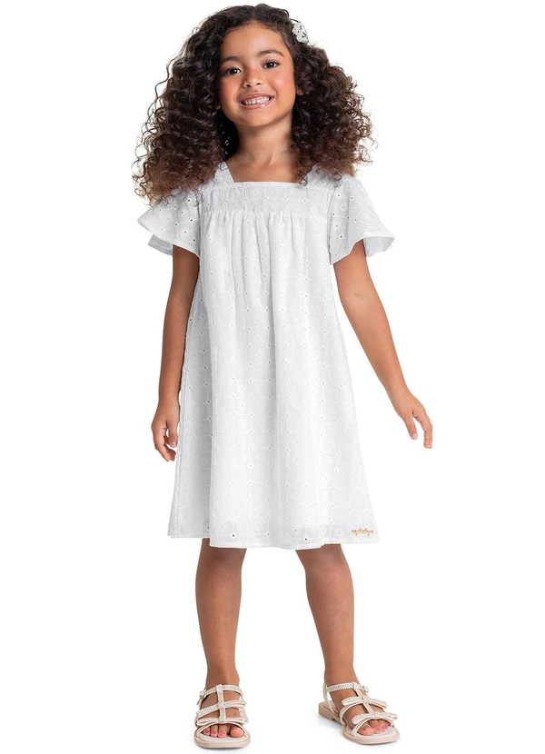 Quimby Vestido Infantil em Laise Branco