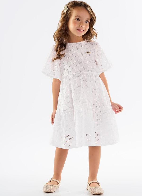 Up Baby - Vestido Infantil em Laise com Forro Branco